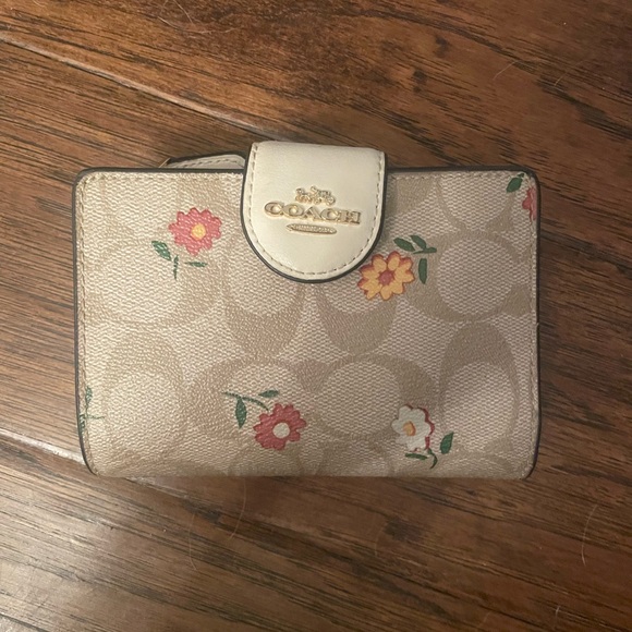 Coach Handbags - Coach Beige Wallet with Floral Accents
